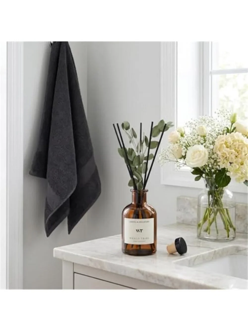 Flower Reed Diffuser Set Eucalyptus & Lavender Scent for Room Bathroom